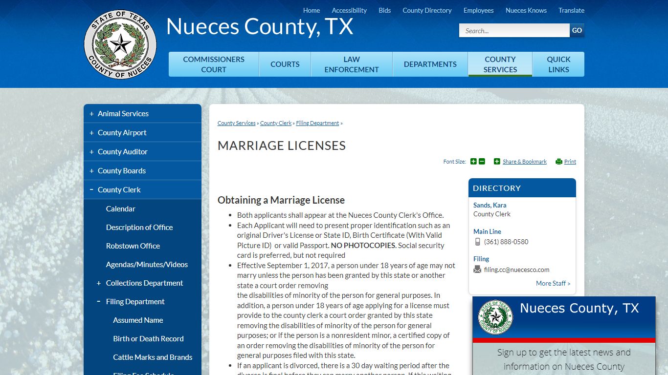 Marriage Licenses | Nueces County, TX