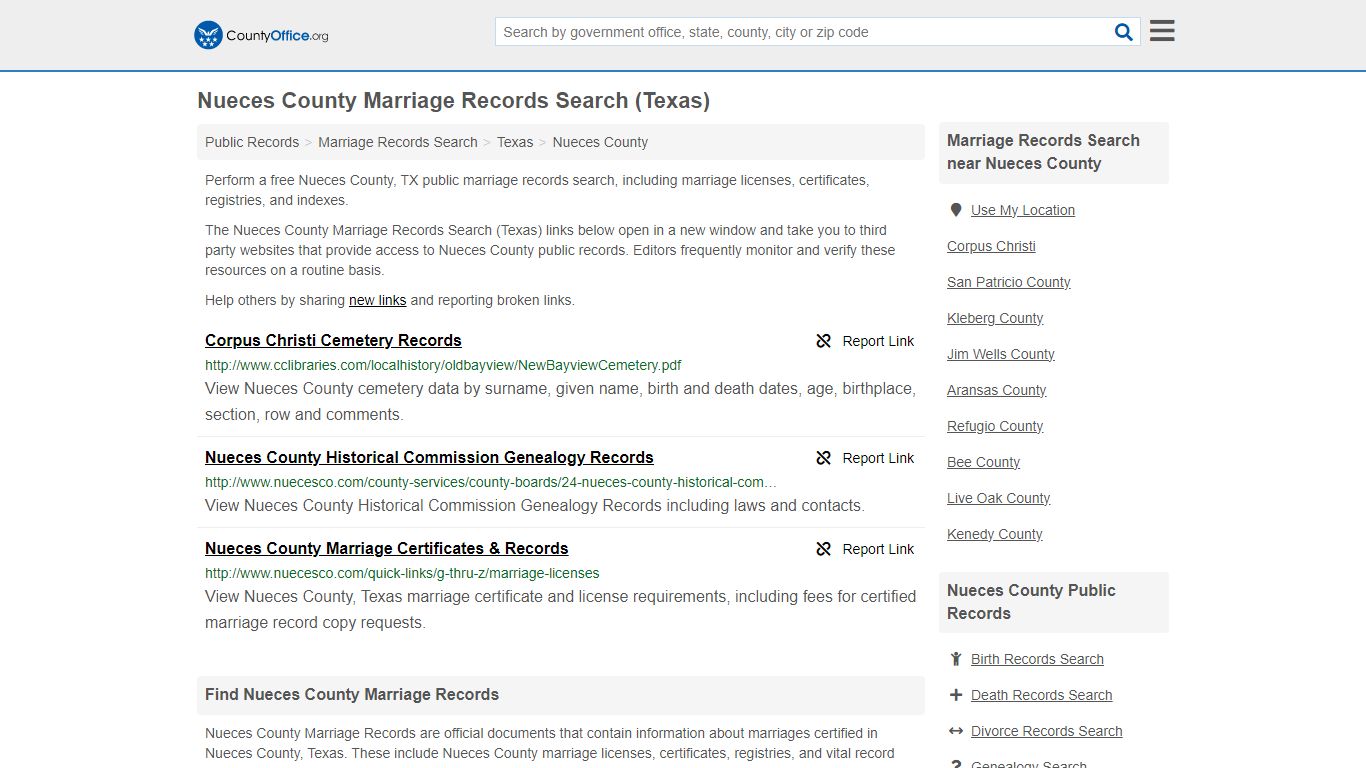 Nueces County Marriage Records Search (Texas) - County Office